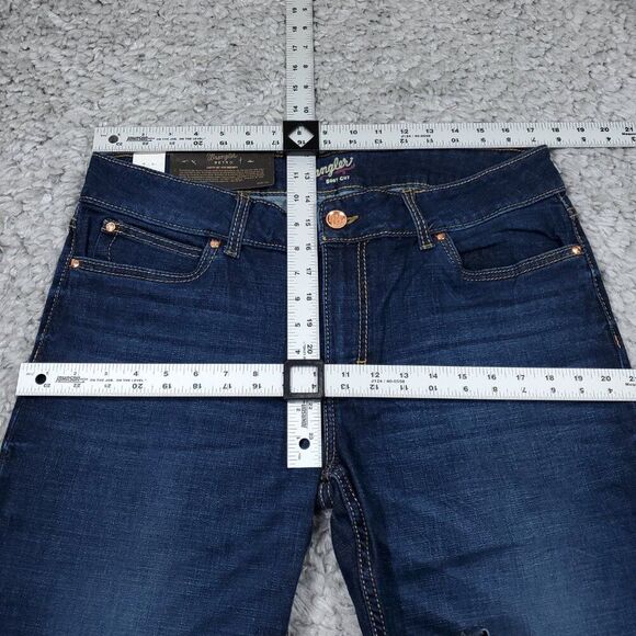 Wrangler Retro Mae Mid Rise Bootcut Jeans Dark Wash Blue Stretch Size 15 33 x 32 - Picture 6 of 7